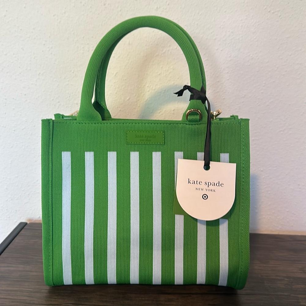 Kate Spade x Target Green Striped Knit Crossbody Tote Bag